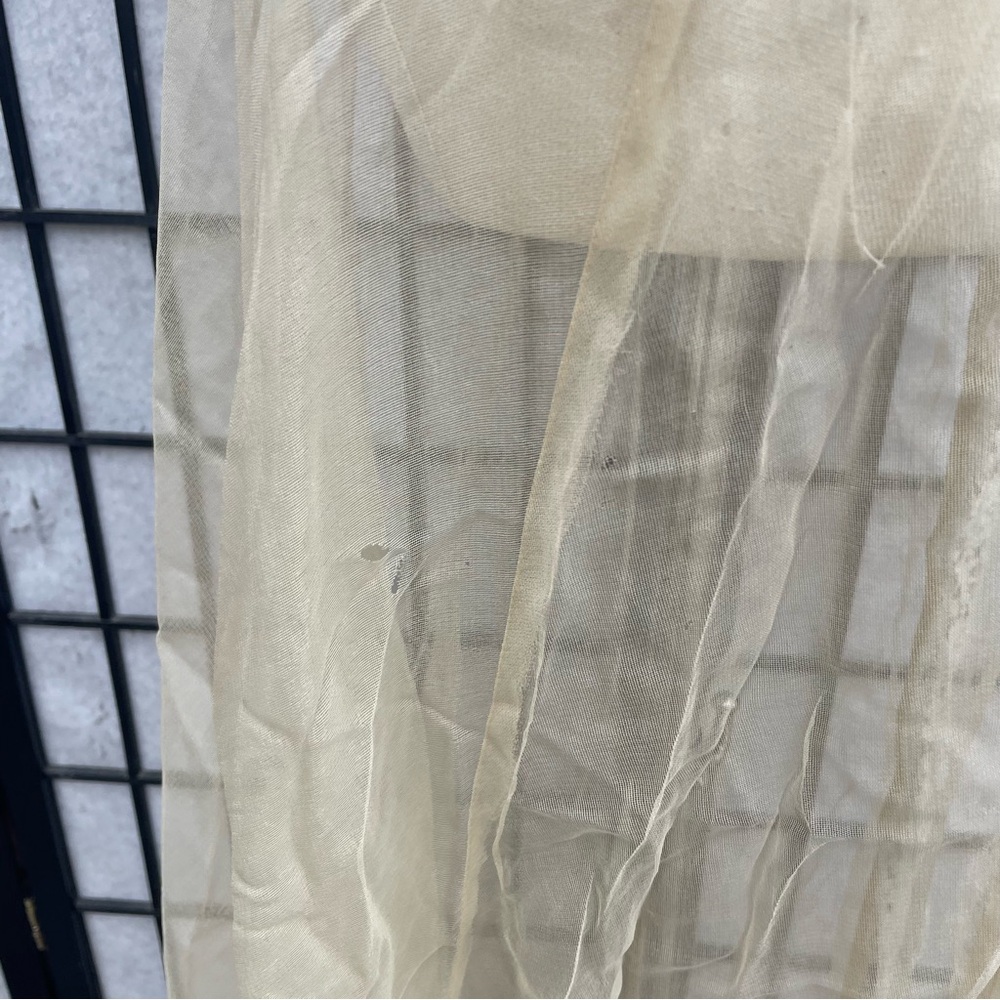 Ethereal Vintage 1940s Ivory Puff Sleeve Sheer Buttons Maxi Wedding Gown XXS - Picture 8 of 16
